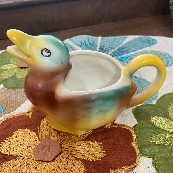 Vintage 1940’s Czechoslovak Pottery Mallard Duck Creamer - Picture 2 of 8